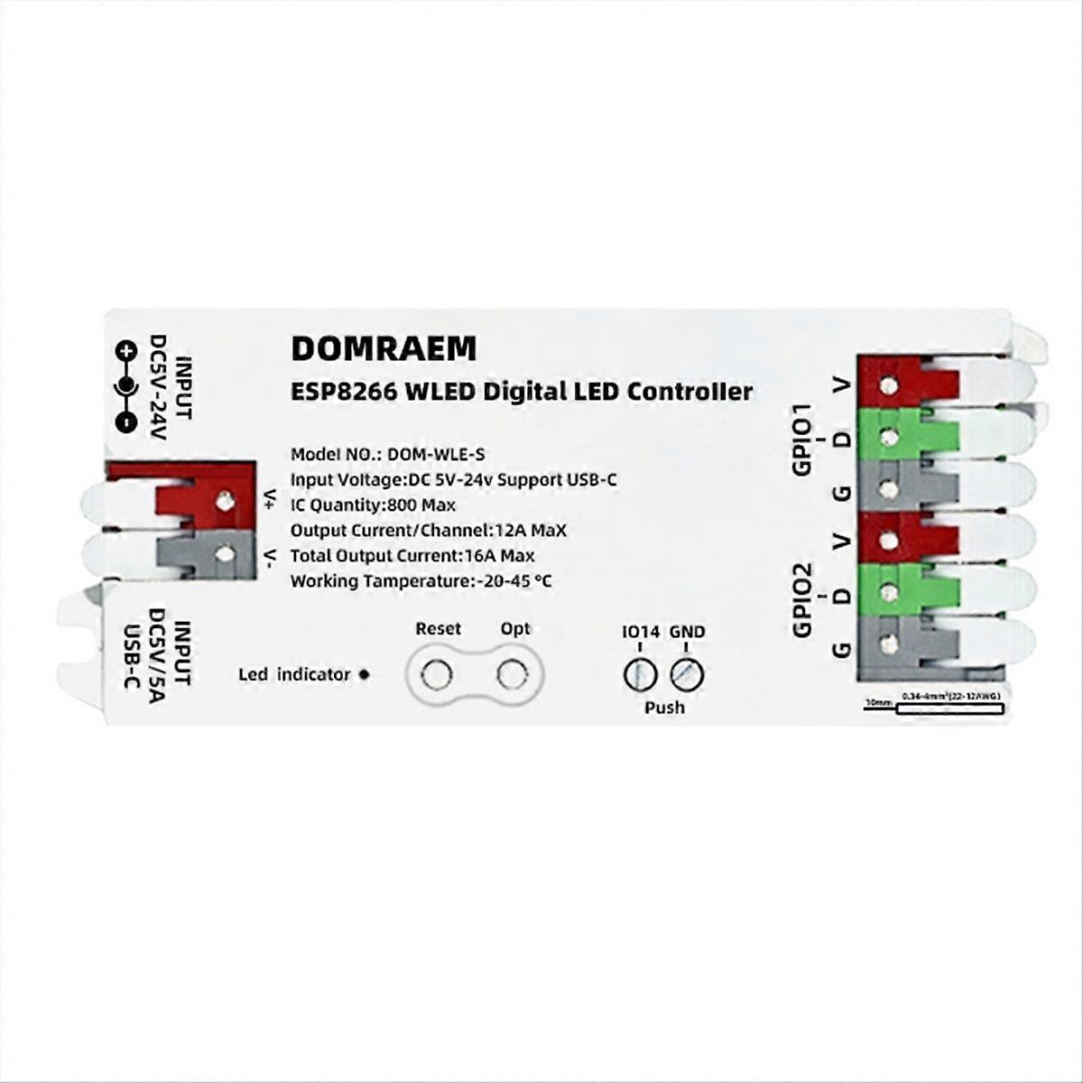 DOMRAEM ESP8266 Type-C Addressable Light Strip Controller WS2811