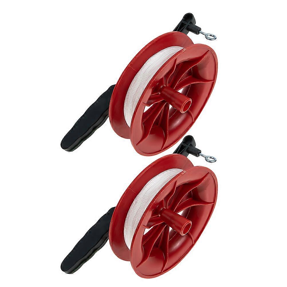 Kite String Winder Kit with 2Pcs Red Reels for Flying