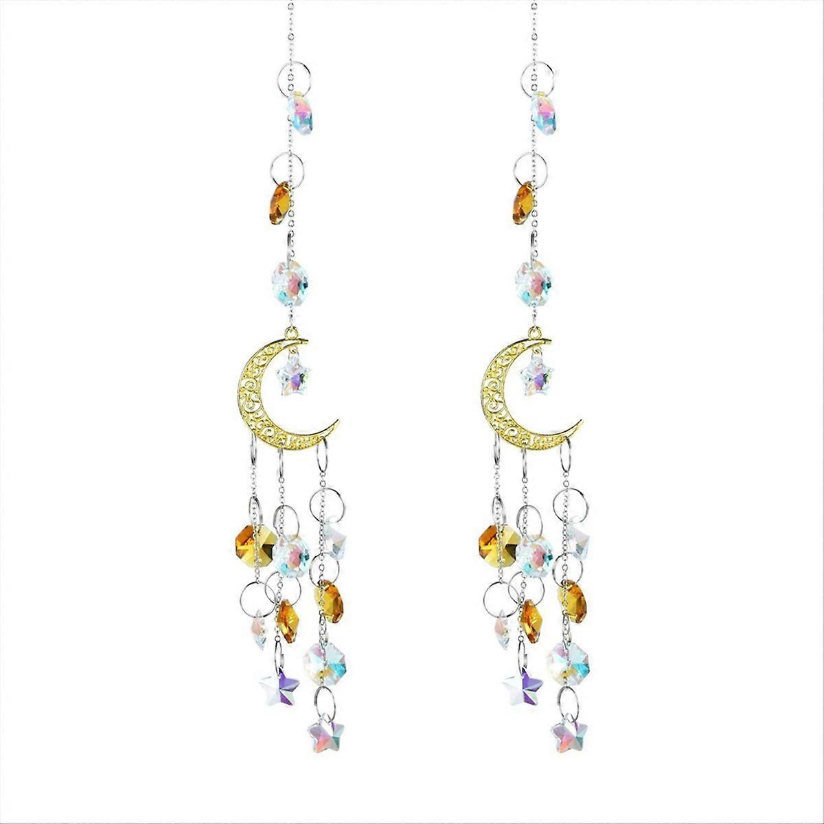 gold Moon Pentagram Window Decoration Crystal Pendant