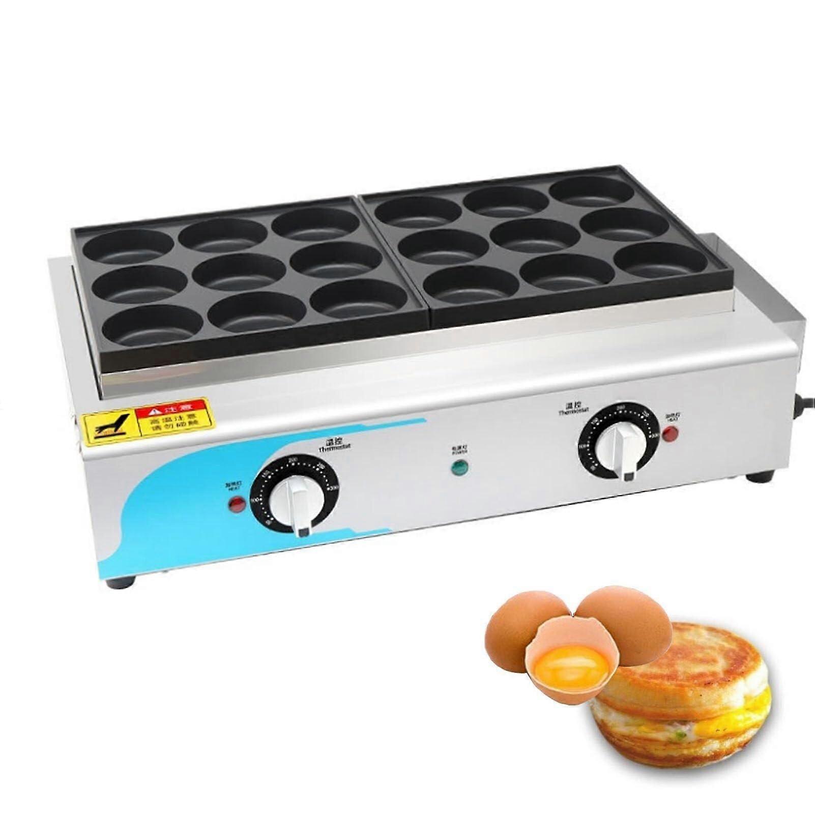 18Cup Egg Burger Maker with Rapid Heating and Precise Temperature Control for Omelets and Waffles