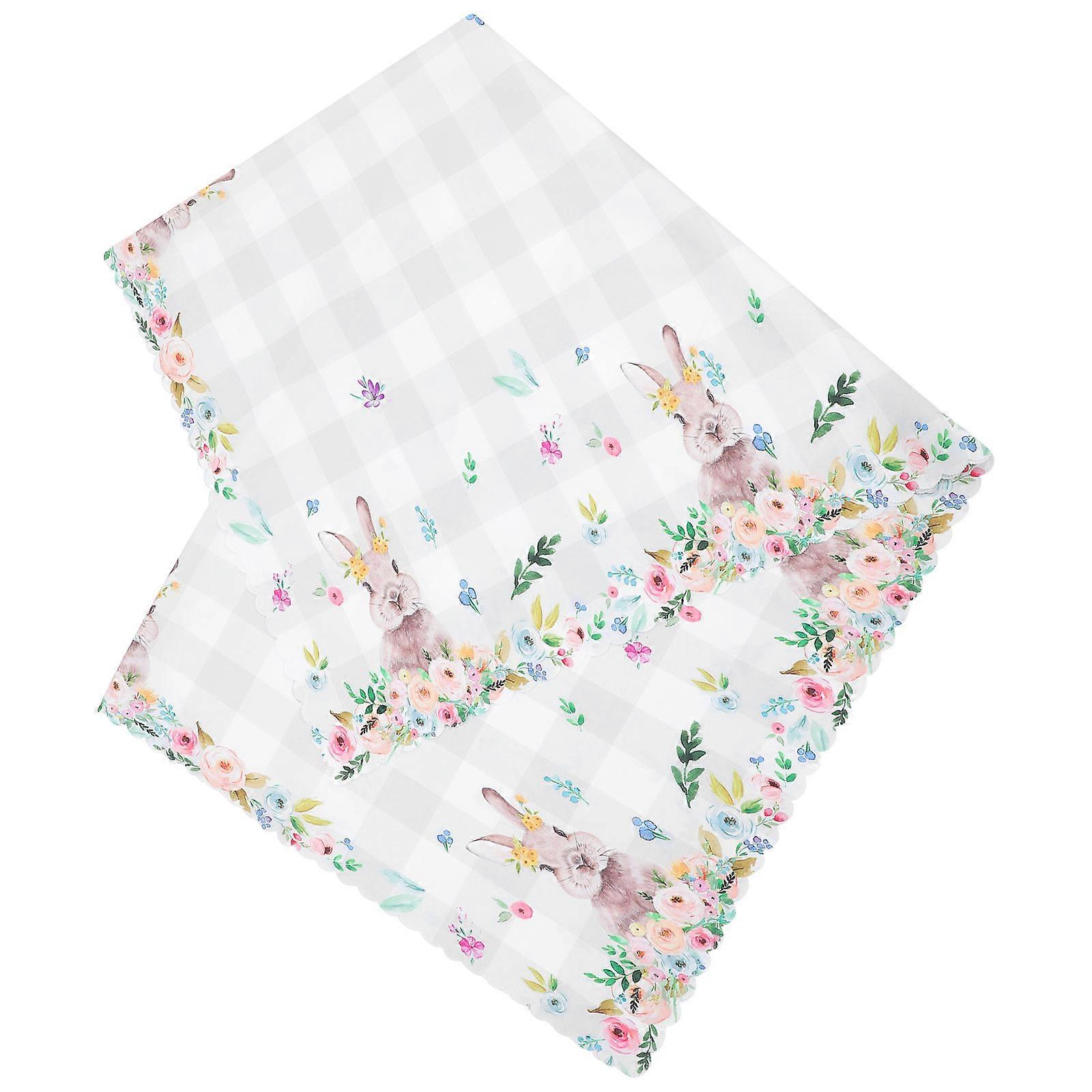 Easter Tablecloth Waterproof Oilproof Rabbit Tablecloth for Easter Party