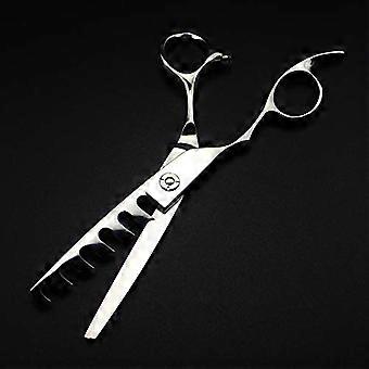 Professionelle Haarschneideschere aus 440C-Stahl, Linkshänder, 15 cm (6 Zoll), 6 Zähne, Effilierschere für Friseure