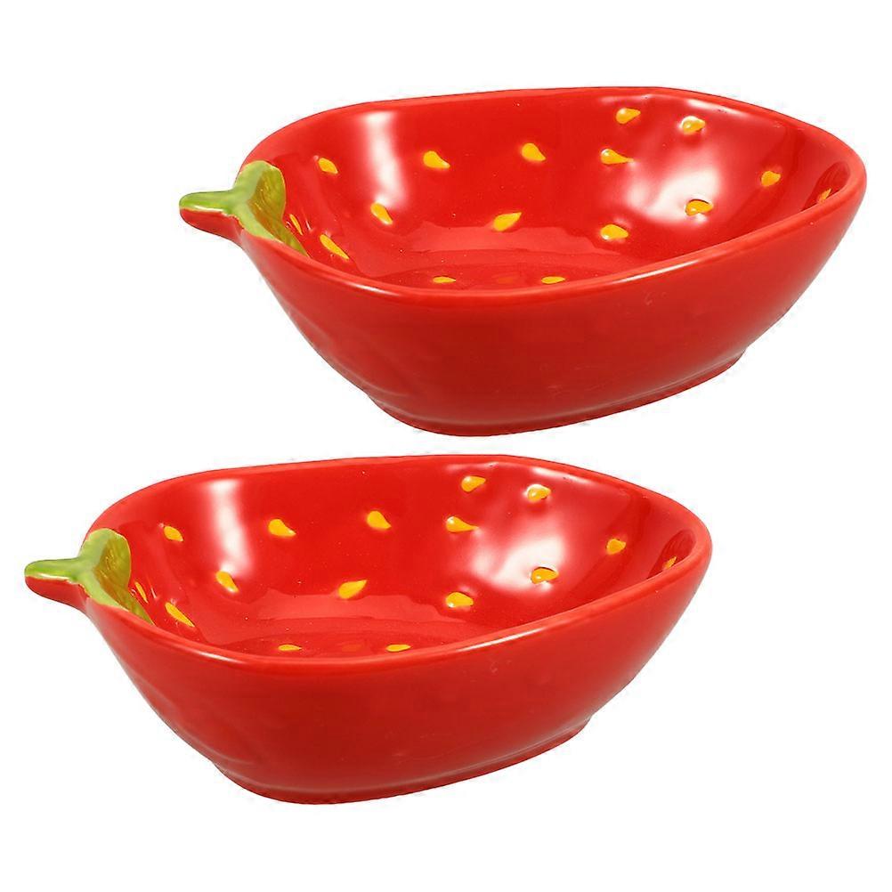 Strawberry Ceramic Bowl Creative Plates for Serving 2Pcs
