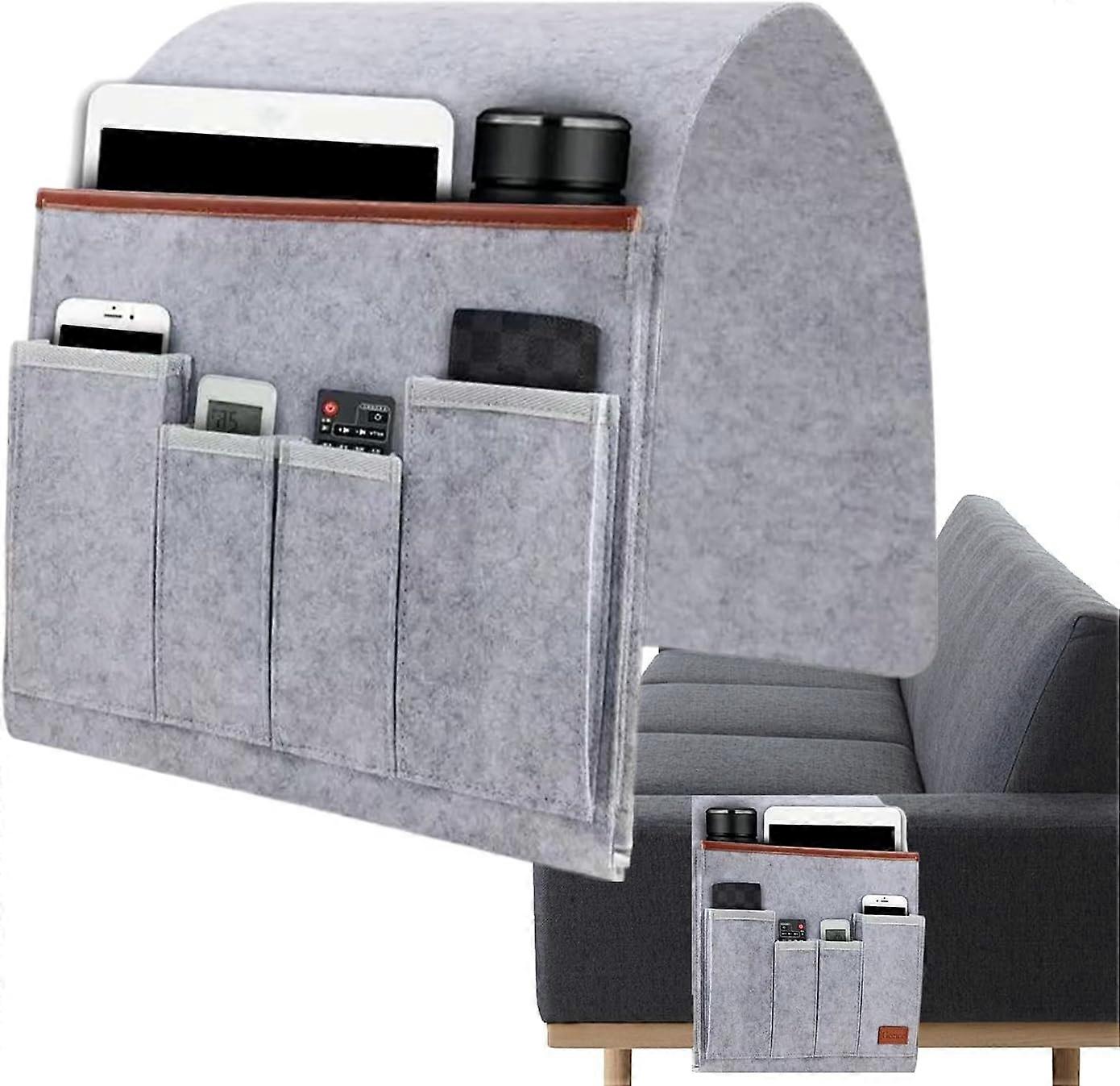 Sofa Armrest Organizer - Non-Slip Bedside Table, Storage Bag for Recli