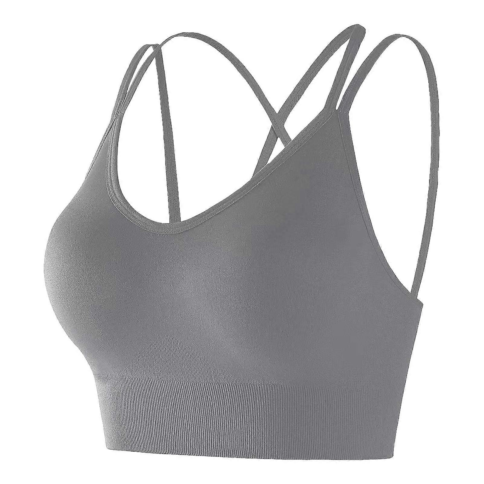Wireless Padded Athletic Bra with Spaghetti Straps Workout Support