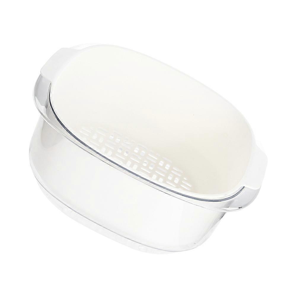 Double-Layer Drain Basket Kitchen Drying Basket for Storage 1Pcs White