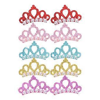 Charmerende kroneformede hårspænder til kæledyr, 10 stk., perfekte til parader, maskerade, fødselsdagsfester med assorterede farvemuligheder, der sikrer et stilfuldt look.