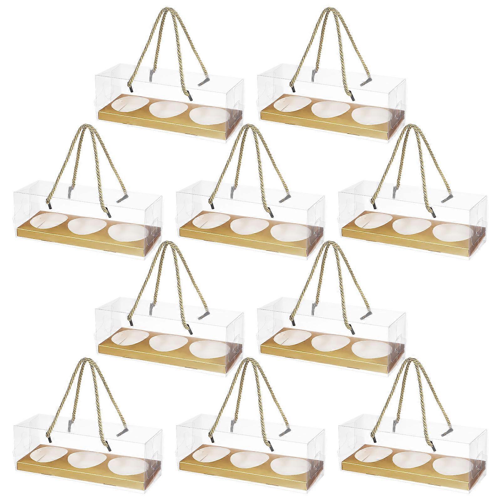 10Pcs Egg-yolk Puff Boxes Portable Cookies Biscuits Case Packaging Boxes for Bakery