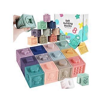 WOOPIE BABY Sensoriska Block Squeeze Pussel Ljud 12 st