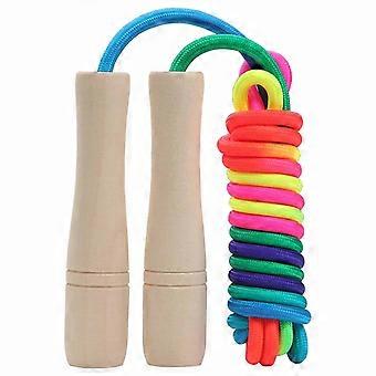 Kids Skipping Rope, 2.5m Adjustable Rainbow Jumping Rope, Children Jump Rope with Wooden Handle
