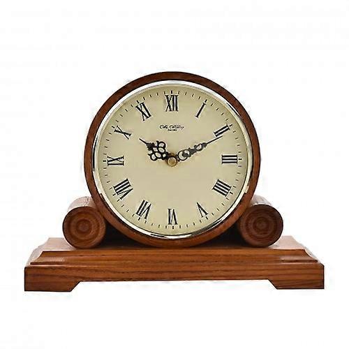 Wm.Widdop Qtz Mantel Clock Round Double Scroll - Walnut
