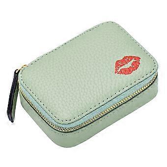 Leather Lipstick Holder with Mirror, Compact Travel Makeup Organizer for Purse, Easy Clean Leather