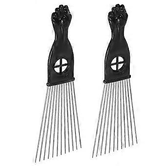 Hair Styling Tools Steel Needle Comb for Men Boys Home Salon Barber Wide Tooth Black 2Pcs