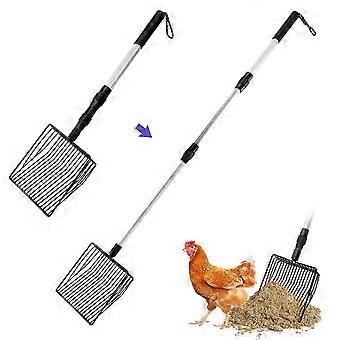 3 in 1 Stretchable Chicken Poop Scooper Chicken Coop Accessories Sifting Shovel(22.4 to 50 Inch)