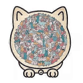 135pcs Irregular Morandi-Colored Cat Shaped Wooden Jigsaw Puzzle Unique Animal Shape Wooden Puzzles for Adults Kids Holiday Birthday Present Idea