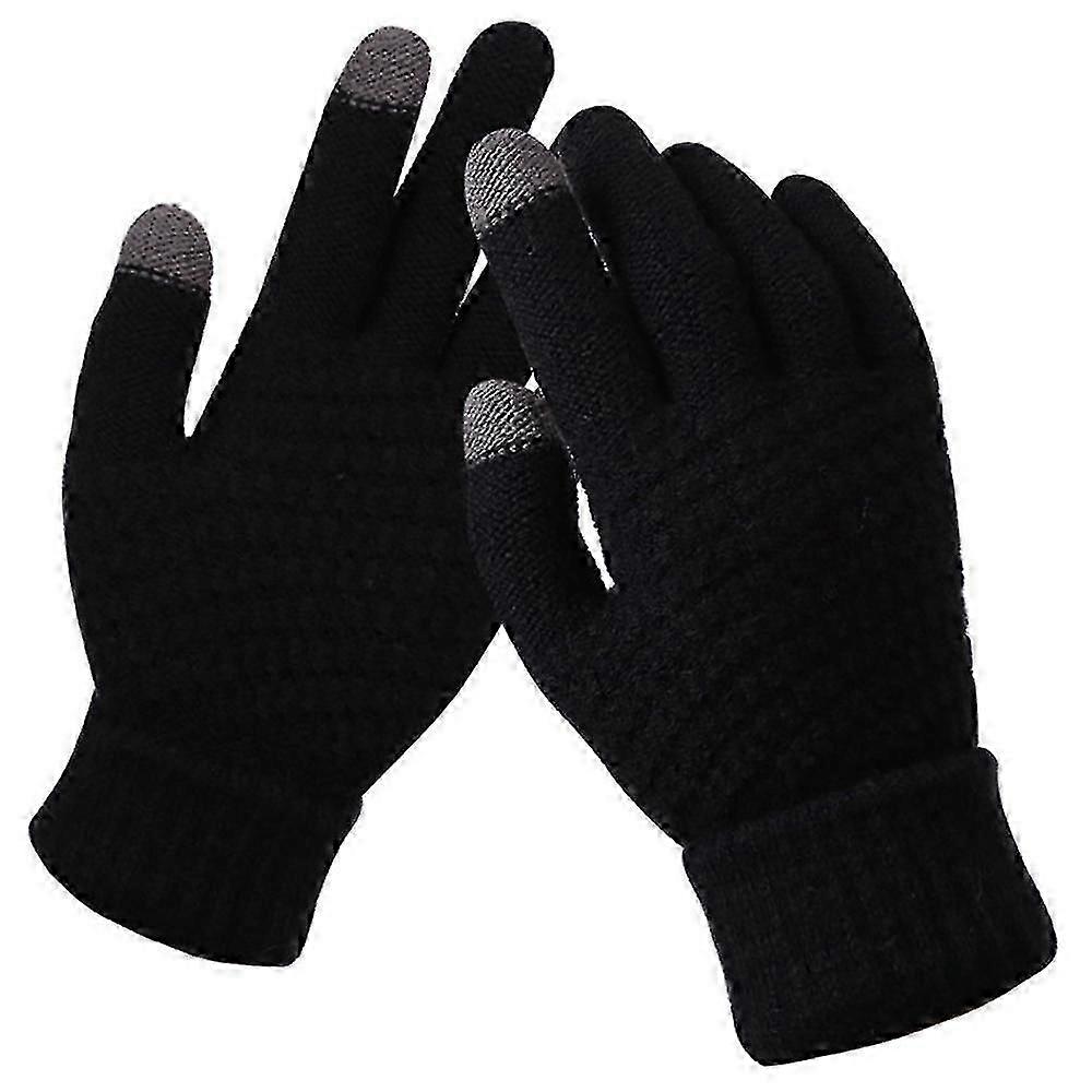 Womens Touch Screen Handskar Virkade stickade halkskyddade vantar