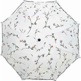 Folding Umbrella Women UPF 50+ UV Protection Parasol Begonia Flower Windproof 8 Steel Ribs 170T
