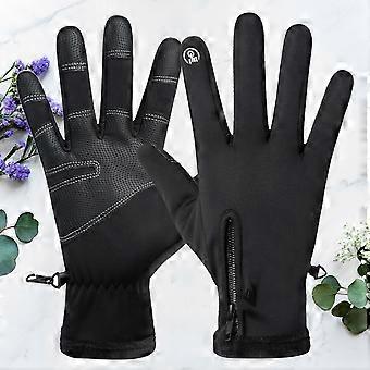 Black Riding Gloves for Men 1Pair Windproof Waterproof Bike Gloves