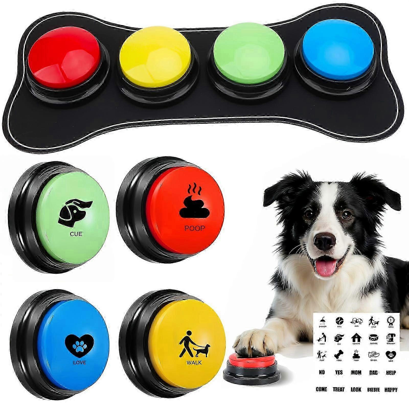 4 Color Recordable Dog Training Buttons Command Learning Toy