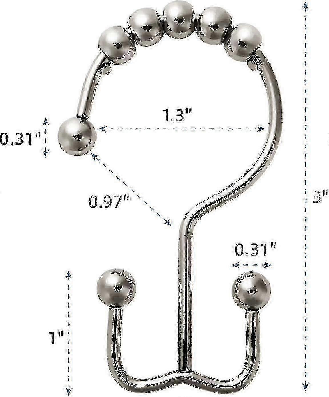Double Roller Stainless Shower Hook Set