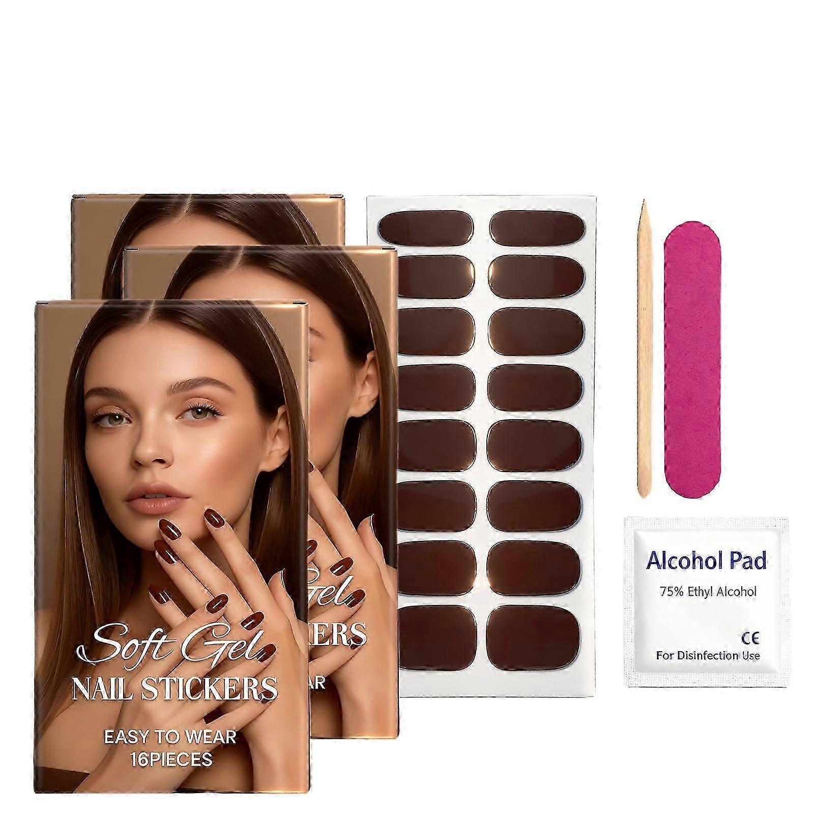 Waterproof Dark Brown Soft Gel Nail Wraps