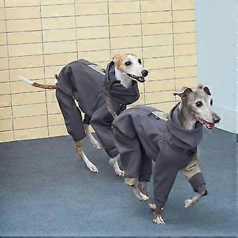 Warme hondenjas met col, windjack voor windhonden en whippets, dikke puppyromper met 4 poten, waterdichte outfit voor grote hondenrassen