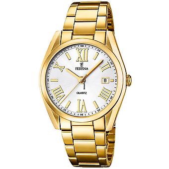 Festina boyfriend watch for Women Analog Quartz with stainless steel bracelet plated in gold F16792/1