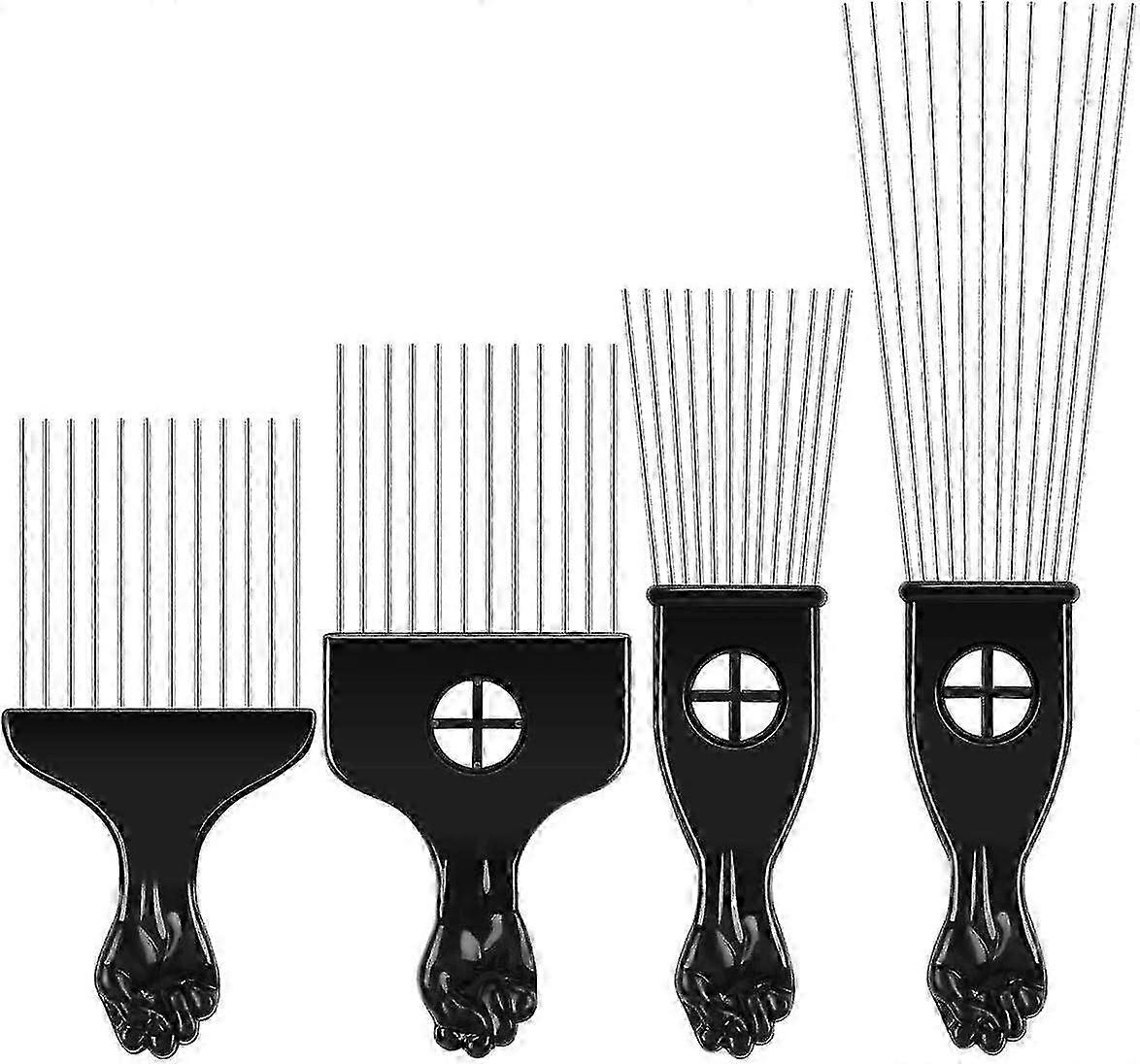 Steel needle comb set, styling comb (4 pieces)