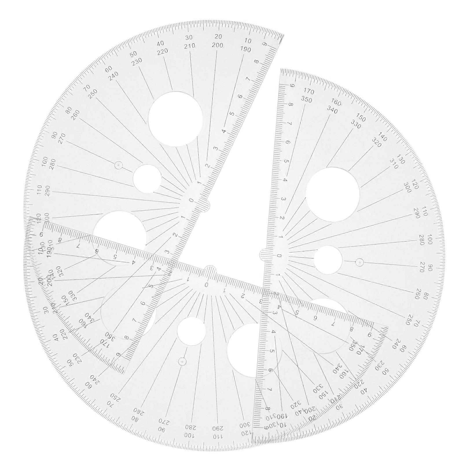 3Pcs Plastic Protractor Tool for Measuring Use Transparent Multifunctional Ruler