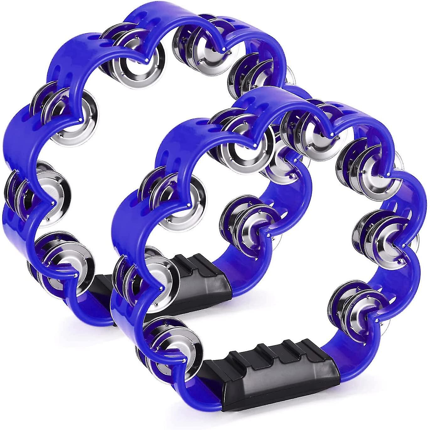 2-pack Double Row Handheld Percussion Tambourine, Musical Rhythm Tambourine - Royal Blue