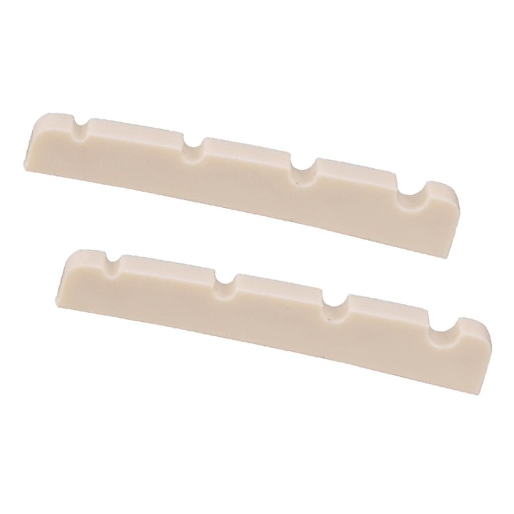 2 Pcs 4 String Electric Bass Slotted Nuts for 4 String Electric Bass White