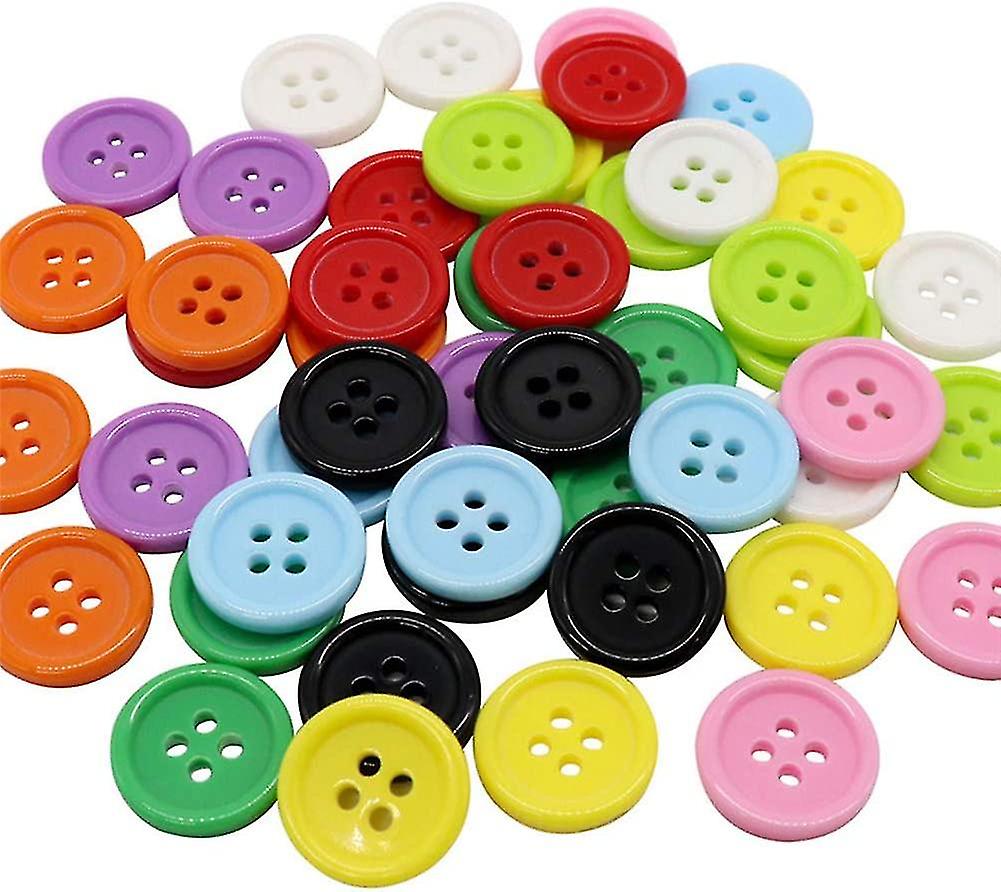 100pcs/set 20mm Diy Button Colorful Candy Color Four Eyes Kids Clothes Buckle(black)