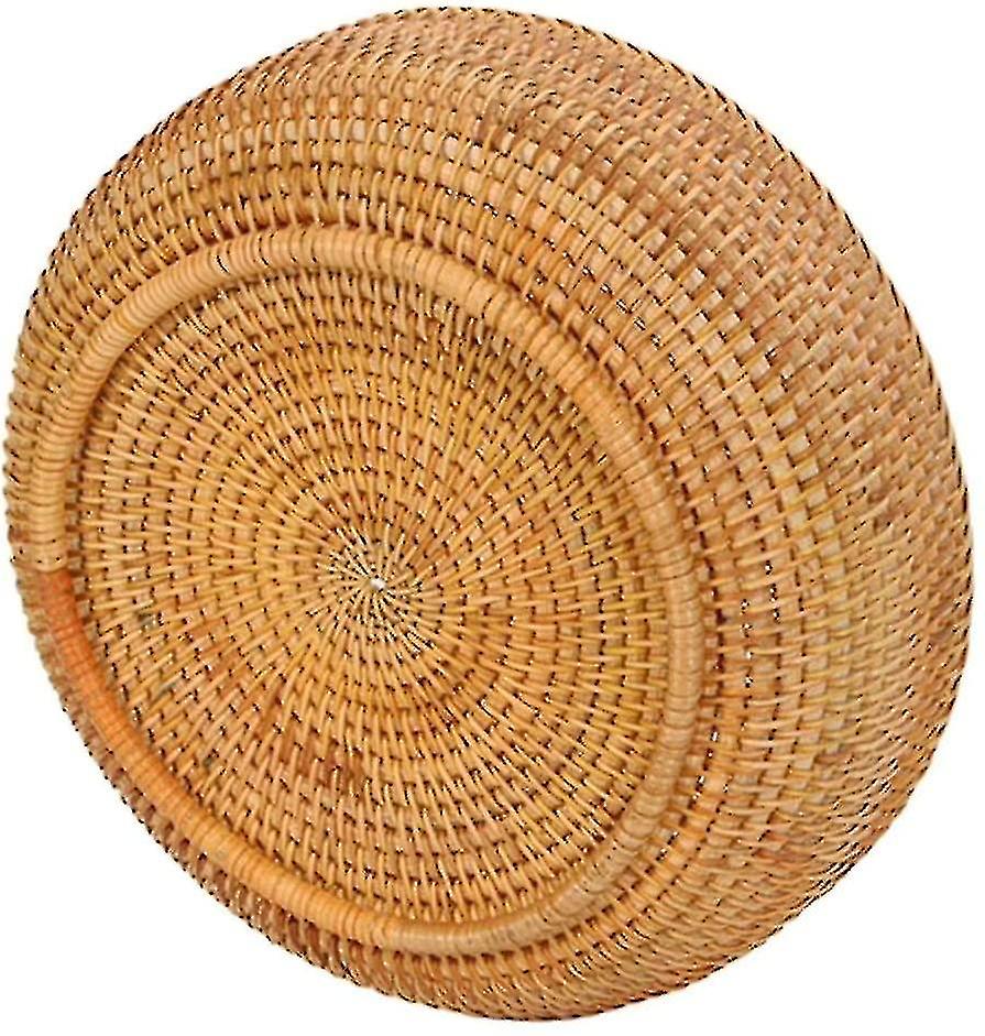Woven Round Rattan Fruit Basket Wicker Food Tray Weaving Storage Bowl Snack Storage Basket
