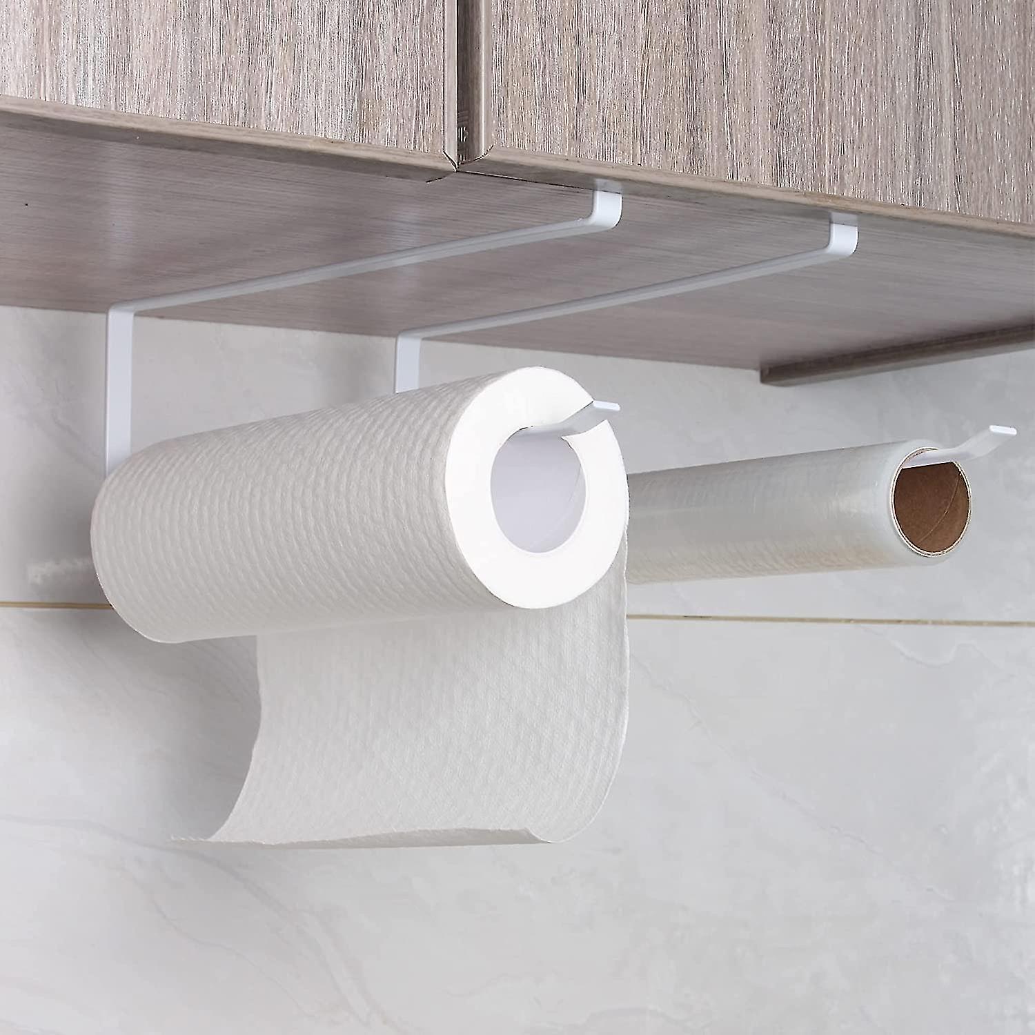 2pcs Kitchen Roll Holder Without Drilling, Space-saving Modern Paper Roll Holder Sliding Under Cabinet