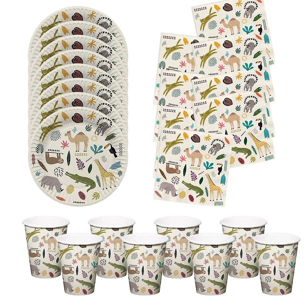 Zoo Party Animals Party Pack for 6 | Plates Napkins Cups Childrens Birthday Set
