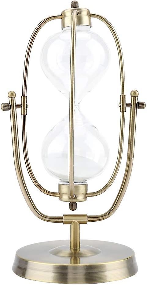 Rotating Hourglass Metal Brass Tone Timer Sand Clock Transparent Glass Hourglass Decoration for Wedding Home Gift Toy Office Christmas, 60 Minutes