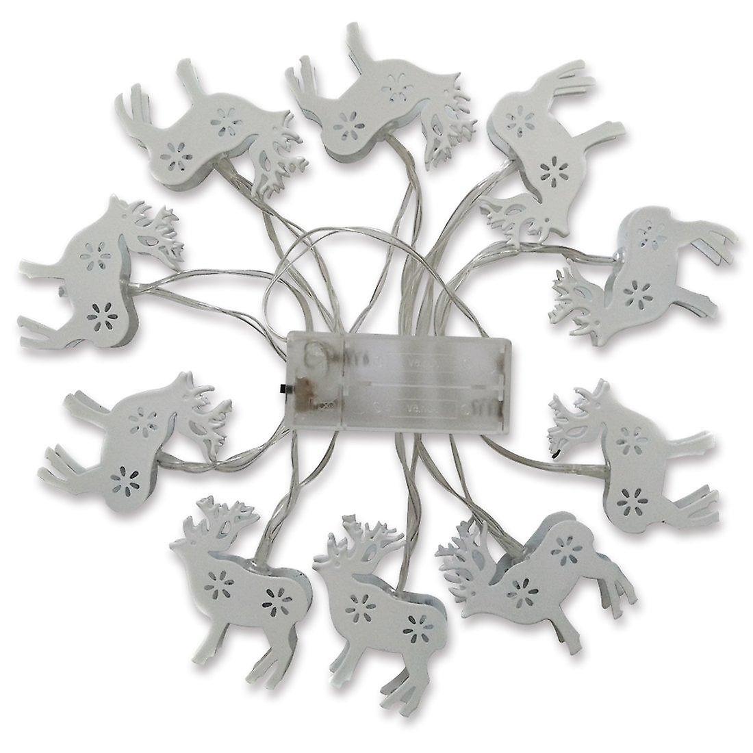 Battery Powered 1.65m 10 Led Elk Shape Warm White Indoor Fairy String Lights For Christmas Mood Lighting