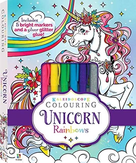 Kaleidoscope Colouring Kit Unicorn Rainbows Paperback Book
