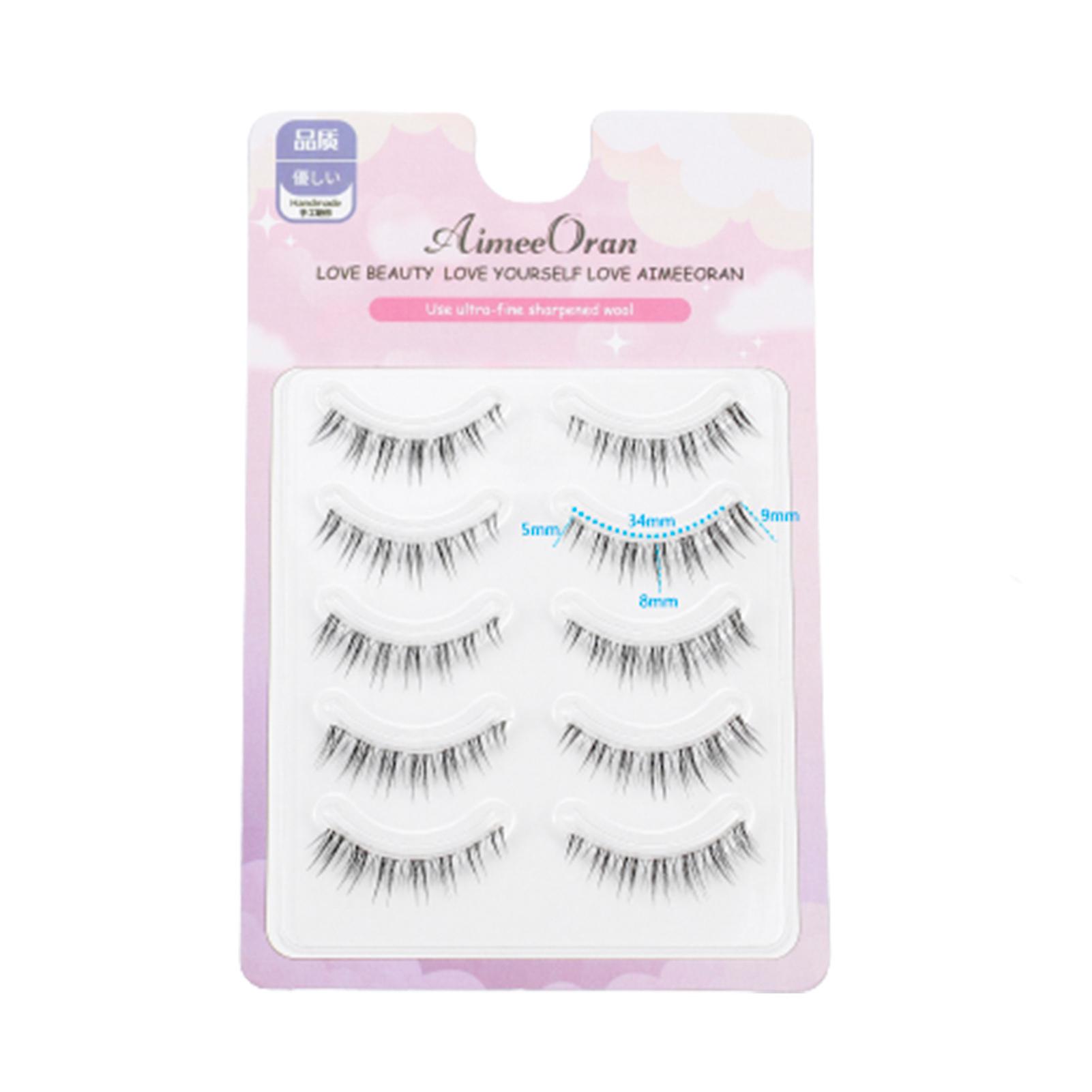 5 Pairs False Eyelashes Pack Lengthening Eyelashes Tail 3d Effect Lashes
