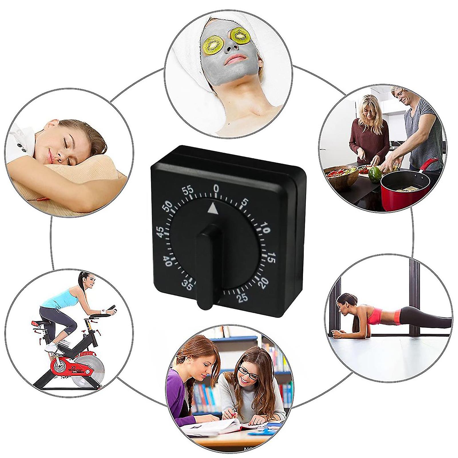 Square 60 Minutes Study Timer Plastic Loud Sound Kitchen Timer For ...