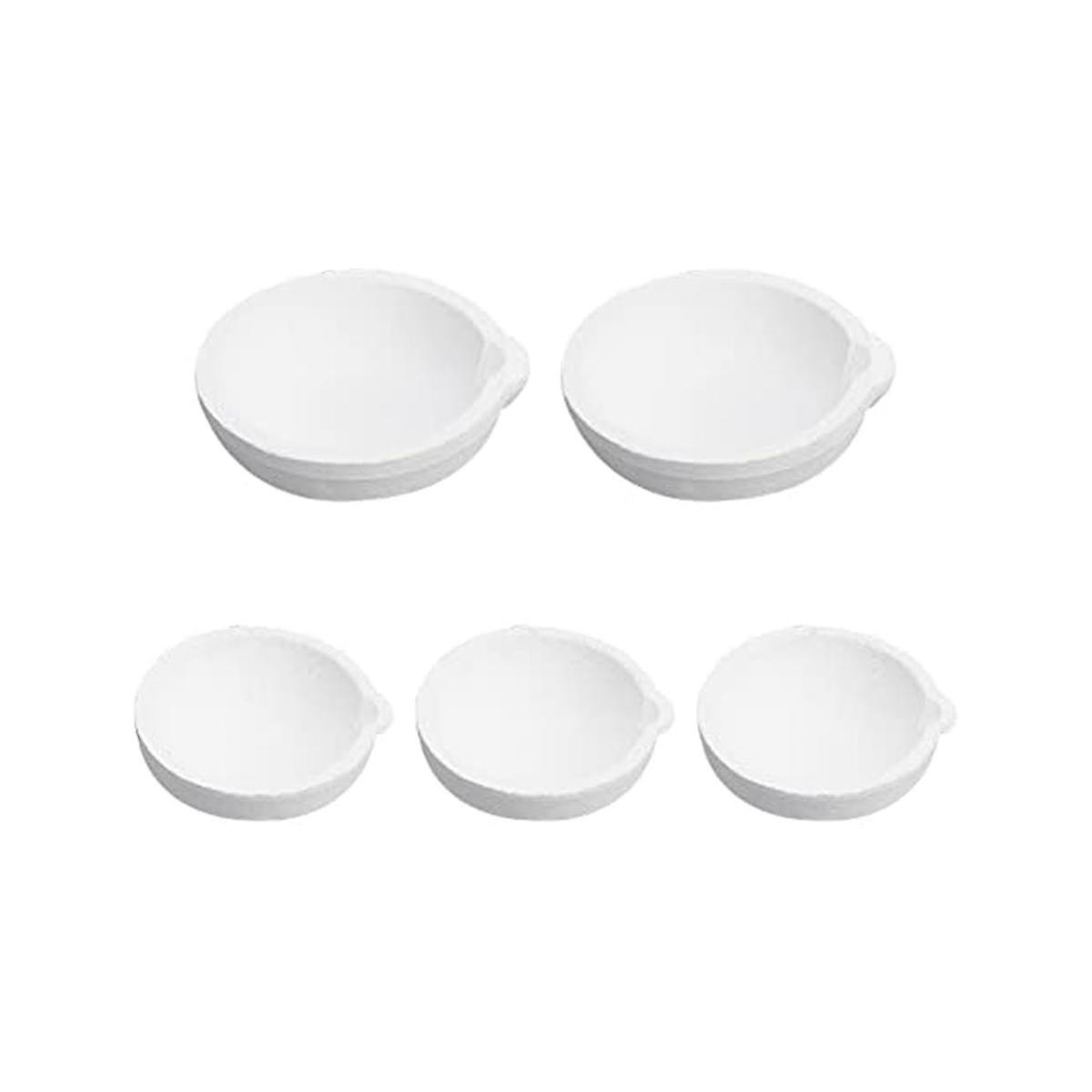 Set of 5 2 Styles Ceramic Bowls Quartz Melting Plate Pot for Melting Cast Refining Metal Gold and S