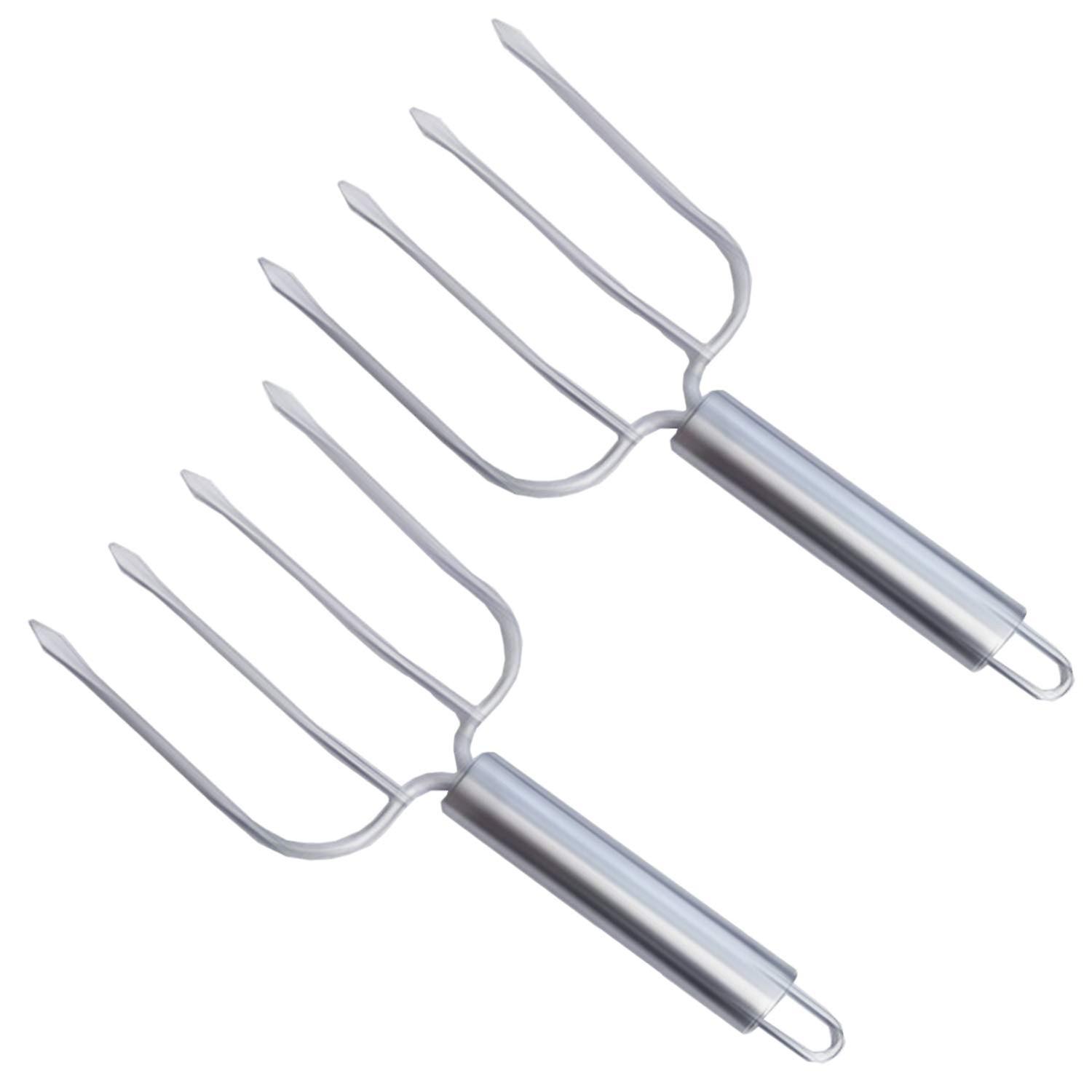 Stainless Steel Turkey Fork Set of 2 for Easy Transfer of Chicken, Ham, and Poultry Lifters with Four Needle Design