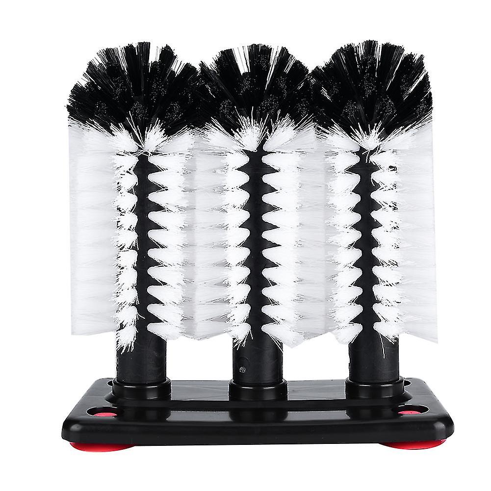 3 Brushes Bar Glass Cups Washer for Sink with Suction Cup Base, Effective Cleaning Tool for Kitchen, Durable Material, Easy Installation