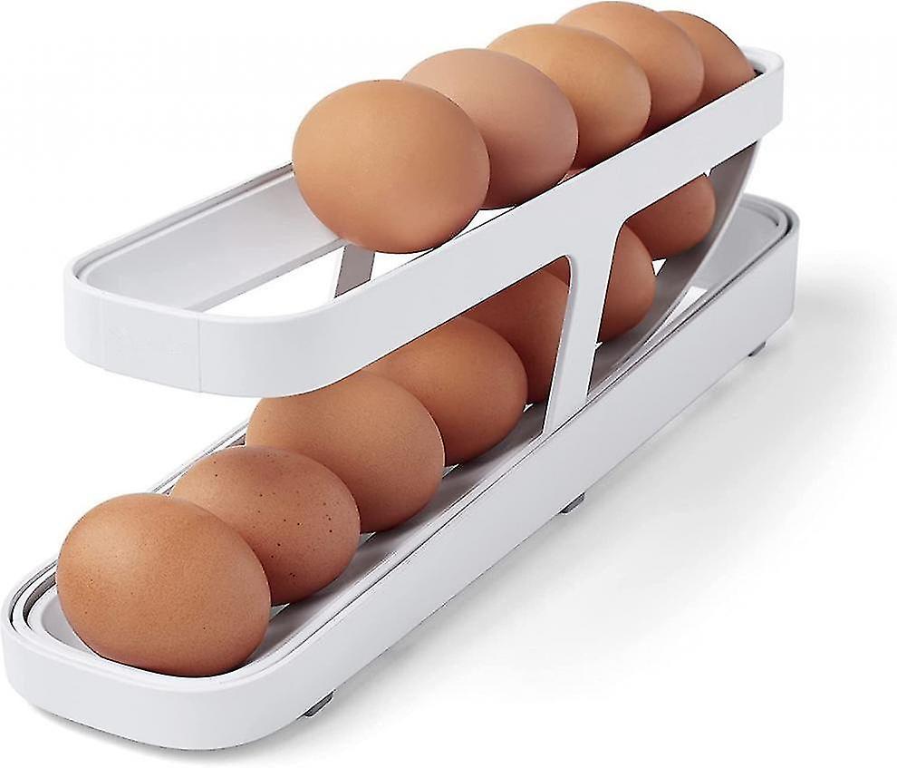 Egg Rack Egg Dispenser Automatic Rolling Egg Tray 2 Tier Egg Dispenser Refrigerator Egg Holder