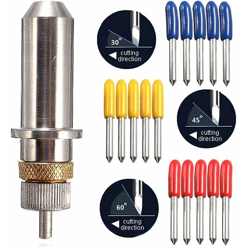 15pcs 30/45/60 Degree Vinyl Cutter Blade for Roland Plotter with Blade Holder Tool Accessories Drill Bits 15x Blades for Cutter Plotter