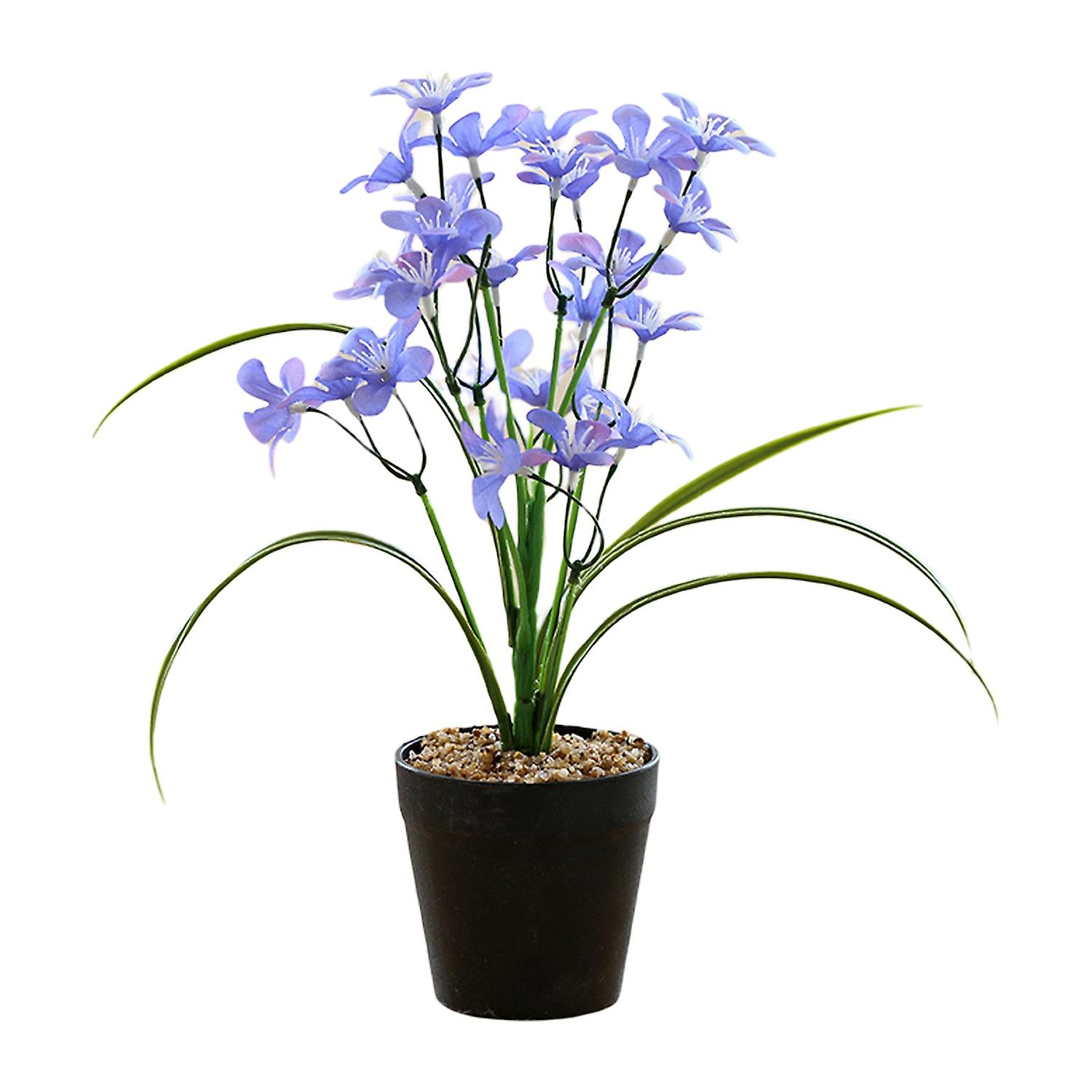 Artificial Bonsai Vivid No Watering 2 Forks Simulation Potted Flower Winter Jasmine Home Decor