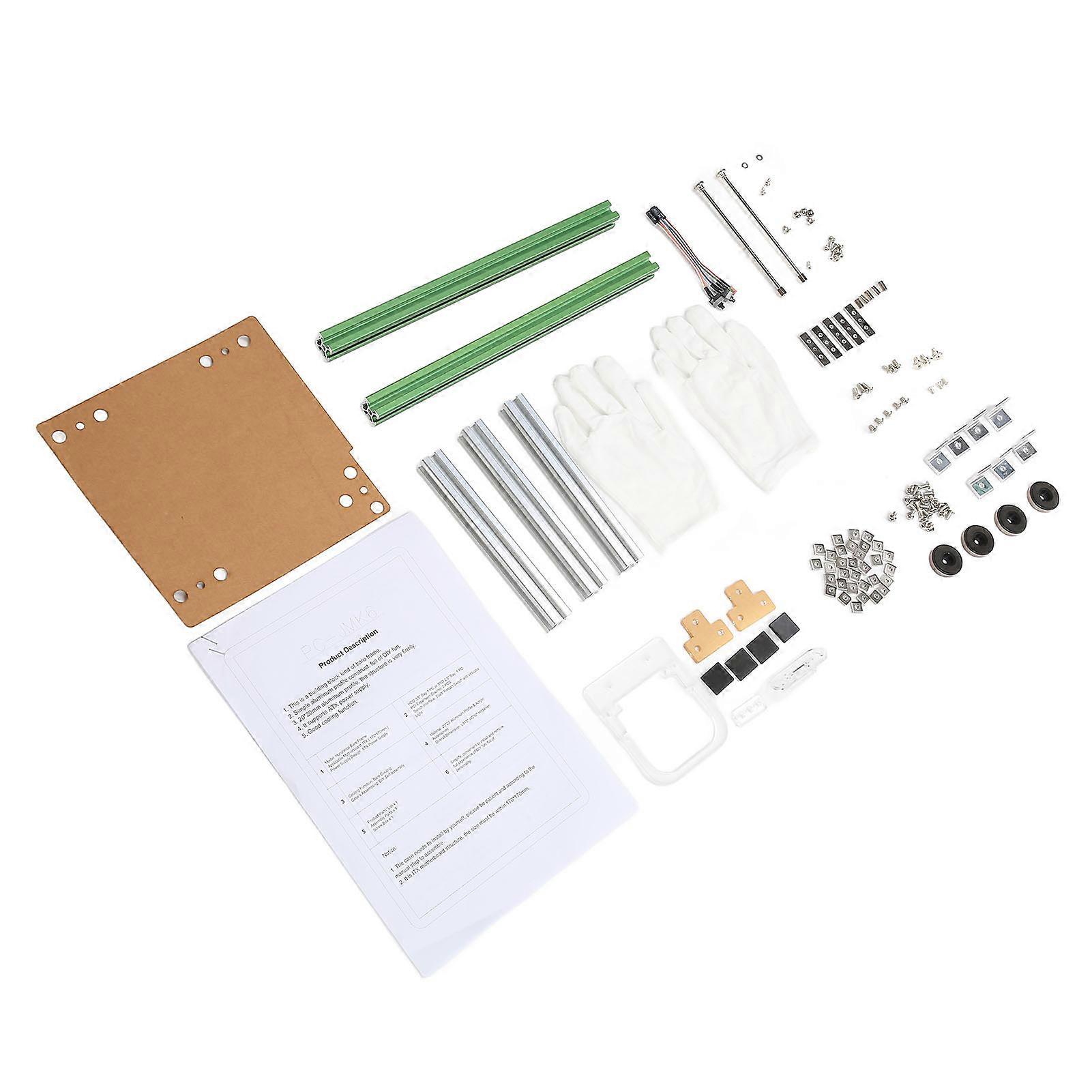 ITX Computer Open Case Bracket Good Heat Dissipation Split Hardware Structure Aluminum Alloy DIY Bare Frame for Home Green Silver