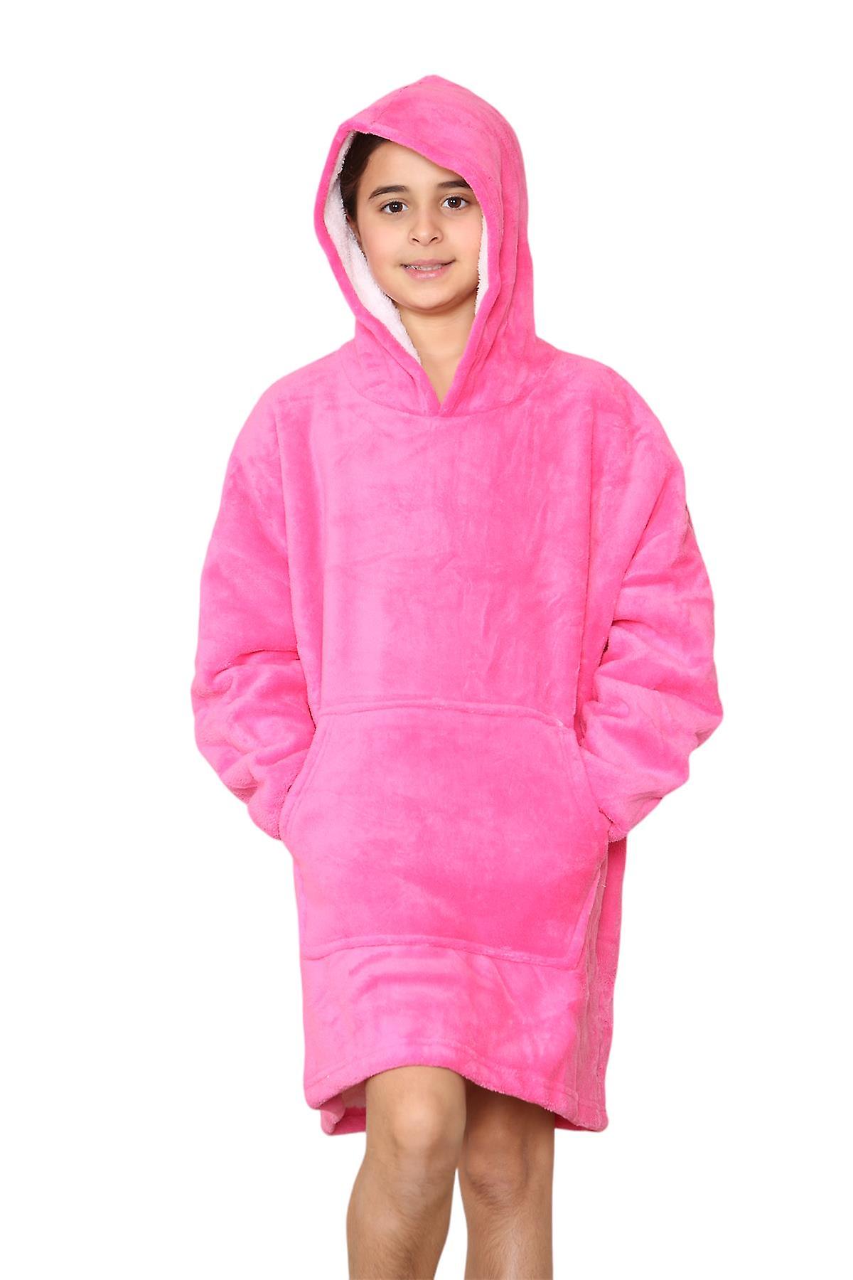 Kids Girls Boys Soft Oversized Hoodie Snuggle One Size With Sherpa Fleece Lining