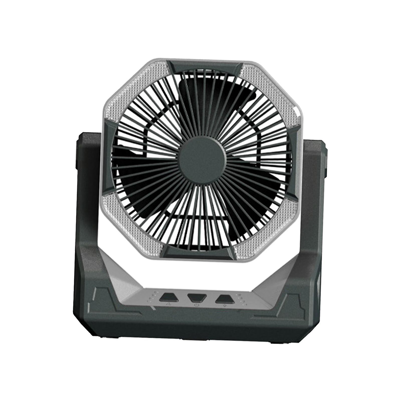 Camping Fan with LED Light Angle Height Adjustable with Hook 2 in 1 Desk Fan Orange