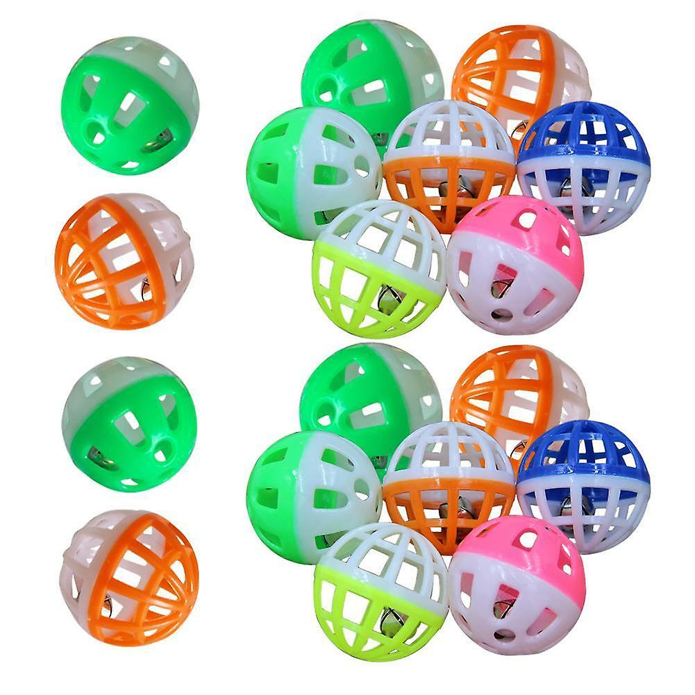 18 Pcs Pet Cat Play Balls With Jingle Bell Pounce Chase Rattle Toy